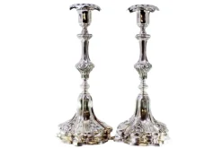 Pamono Silver Candlesticks with Stems Revealed with Palms, Set of 2> Candleholders