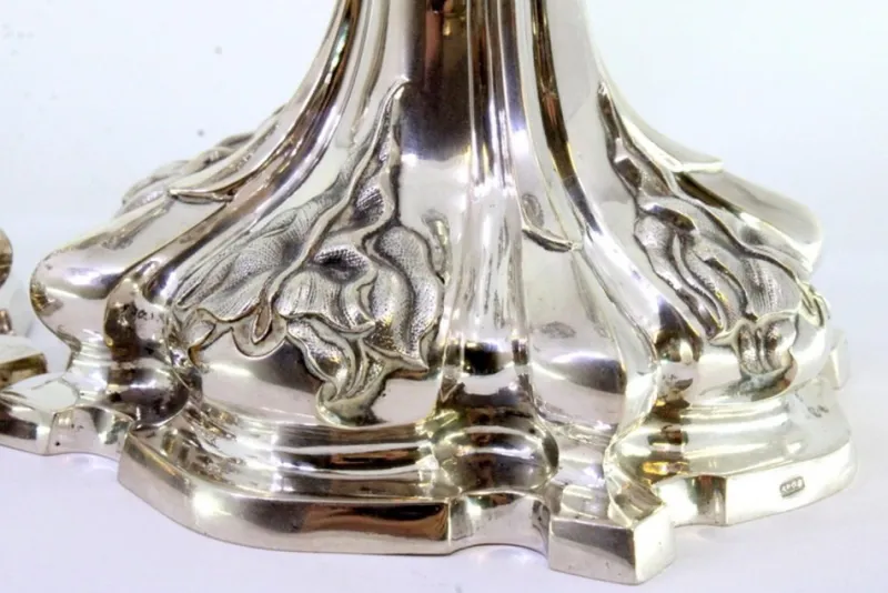 Pamono Silver Candlesticks with Stems Revealed with Palms, Set of 2> Candleholders