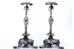 Pamono Silver Candlesticks with Floral Motifs> Candleholders