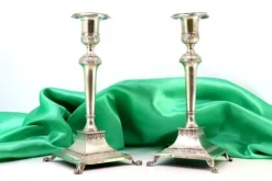 Clearance Pamono Silver Candlesticks with Reliefs, Set of 2