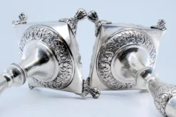 Pamono Silver Candlesticks with Turned Stems, Set of 2><noscript><img width=