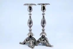 Pamono Silver Candlesticks with Turned Stems> Candleholders