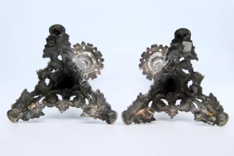 Pamono Silver Candlesticks with Turned Stems> Candleholders