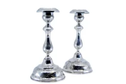 New Pamono Silver Candlesticks with Floral Motifs, Set of 2