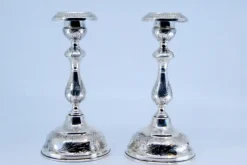 New Pamono Silver Candlesticks with Floral Motifs, Set of 2