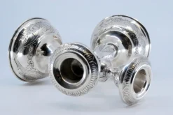 New Pamono Silver Candlesticks with Floral Motifs, Set of 2