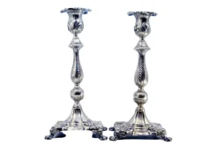 Pamono Silver Candlesticks with Stems Embossed with Palms, Set of 2> Candleholders