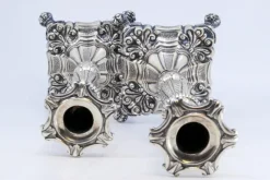 Pamono Silver Candlesticks with Stems Embossed with Palms, Set of 2> Candleholders