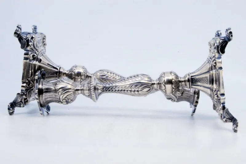Pamono Silver Candlesticks with Stems Embossed with Palms, Set of 2> Candleholders