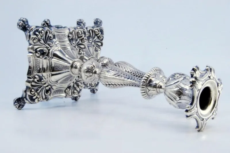 Pamono Silver Candlesticks with Stems Embossed with Palms, Set of 2> Candleholders