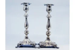 Pamono Silver Candlesticks with Stems Embossed with Palms, Set of 2><noscript><img width=