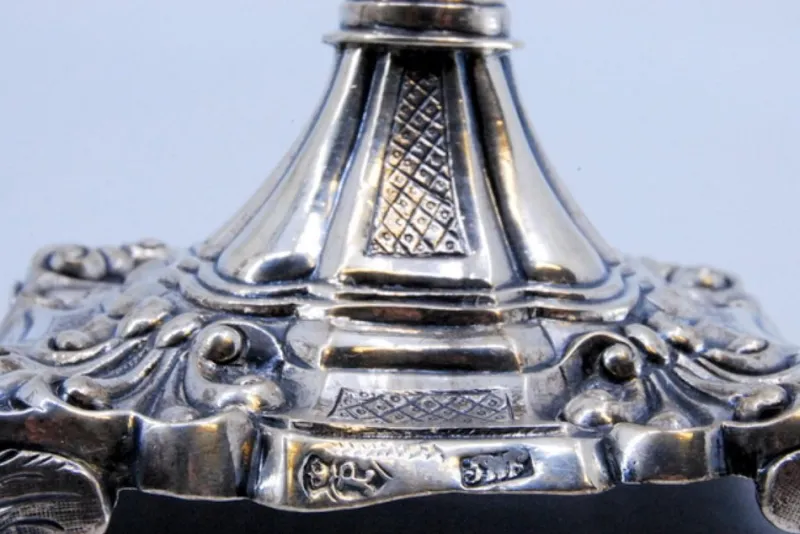 Pamono Silver Candlesticks with Stems Embossed with Palms, Set of 2> Candleholders