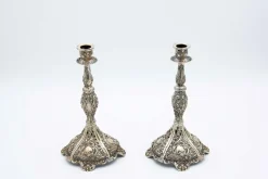 Discount Pamono Silver Candlesticks with Embossed Stems and Sconces, Set of 2