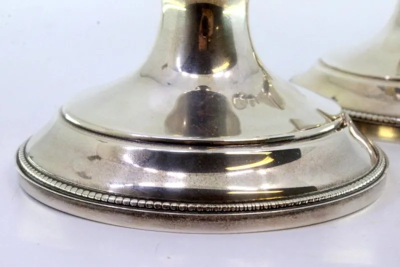 Pamono Silver Candlesticks with Smooth Stems, Set of 2> Candleholders