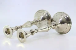 Pamono Silver Candlesticks with Smooth Stems, Set of 2><noscript><img width=