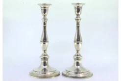 Pamono Silver Candlesticks with Smooth Stems, Set of 2><noscript><img width=