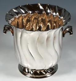 Pamono Silver Champagne Wine Cooler with Curved Folds, Firenze, Italy, Late 20th Century