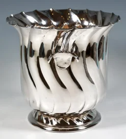 Pamono Silver Champagne Wine Cooler with Curved Folds, Firenze, Italy, Late 20th Century