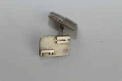 Pamono Silver Cufflinks Initialed H.E., 1960s, Set of 2><noscript><img width=