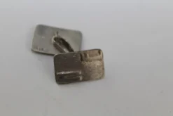Pamono Silver Cufflinks Initialed H.E., 1960s, Set of 2><noscript><img width=