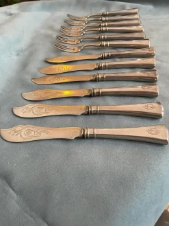 Discount Pamono Silver Fish Cutlery for 6 People from Seligmann, 1890s, Set of 12