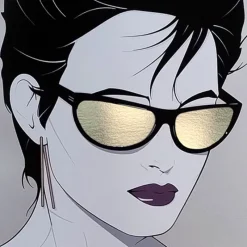 Pamono Silver Foiled Sunglasses Art Poster by Patrick Nagel, 1980s><noscript><img width=