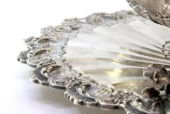 Pamono Silver Fruit Bowl with Raised Floral Motifs, Shell-Shaped Friezes, Spiral Body and Elliptical Base><noscript><img width=