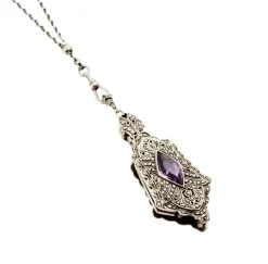 New Pamono Silver Lorgnette Pendant on Platinin Chain
