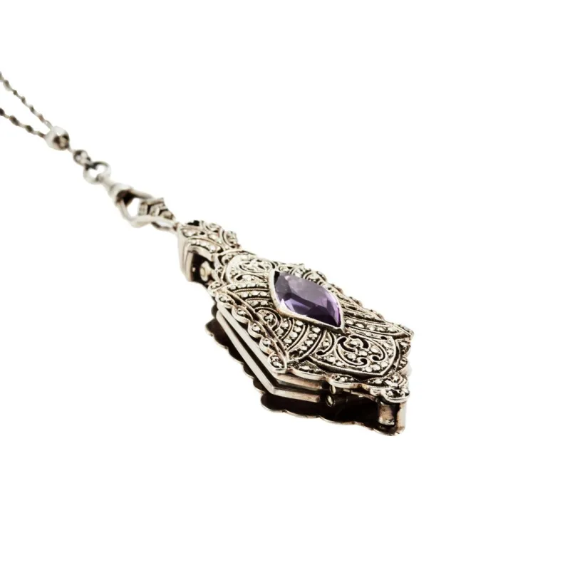 New Pamono Silver Lorgnette Pendant on Platinin Chain