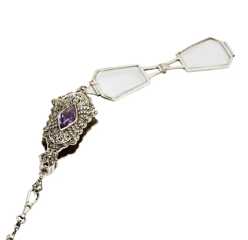New Pamono Silver Lorgnette Pendant on Platinin Chain