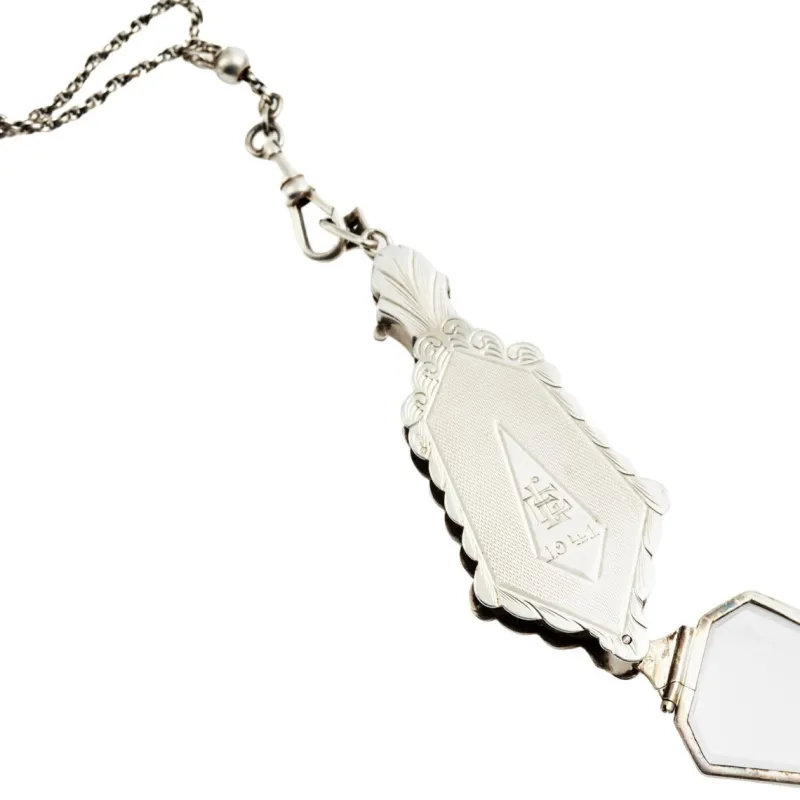 New Pamono Silver Lorgnette Pendant on Platinin Chain