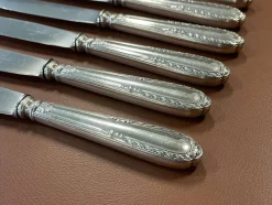 Pamono Silver Metal and Stainless Steel Knives from Paris Ravinet, Set of 12><noscript><img width=