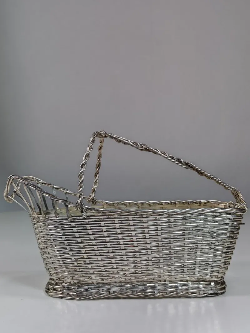 Pamono Silver Metal Bottle Holder and Bowl from Christofle, France, 1950s, Set of 2> Dinnerware Accessories