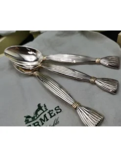 Pamono Silver Metal Moisson Cutlery Set from Hermès Paris, 1950s, Set of 48><noscript><img width=