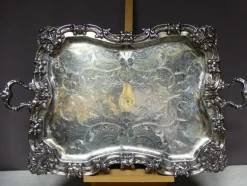 Pamono Silver Metal Serving Tray> Trays