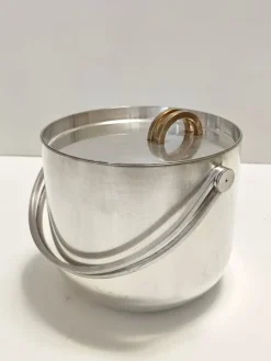 Pamono Silver Plated Ice Bucket attributed to Ambrogio Pozzi for Padova Argenti, 1970s