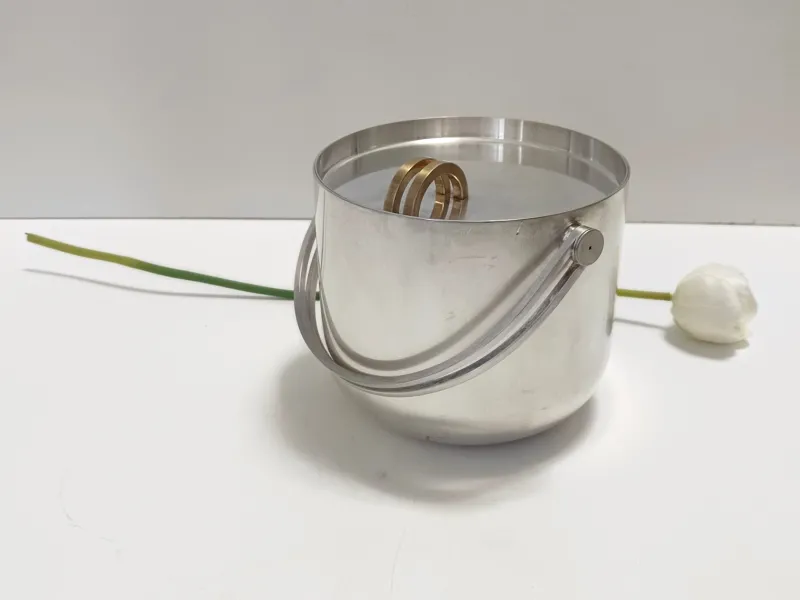 Pamono Silver Plated Ice Bucket attributed to Ambrogio Pozzi for Padova Argenti, 1970s