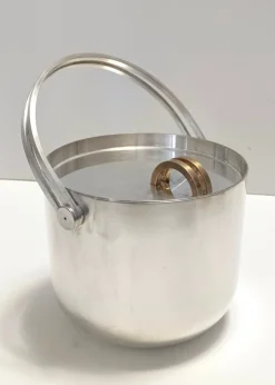 Pamono Silver Plated Ice Bucket attributed to Ambrogio Pozzi for Padova Argenti, 1970s