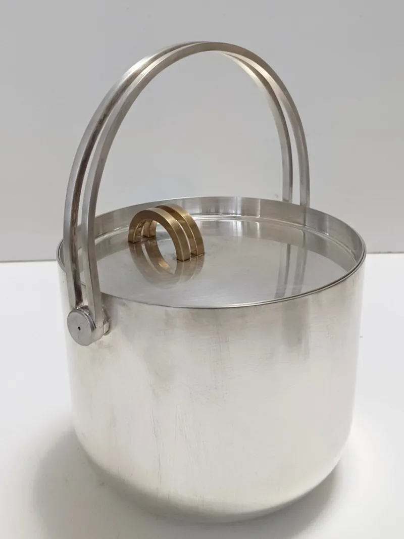 Pamono Silver Plated Ice Bucket attributed to Ambrogio Pozzi for Padova Argenti, 1970s