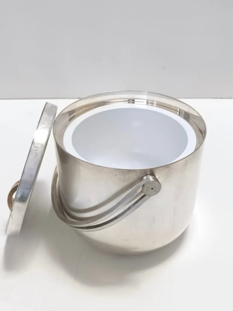 Pamono Silver Plated Ice Bucket attributed to Ambrogio Pozzi for Padova Argenti, 1970s