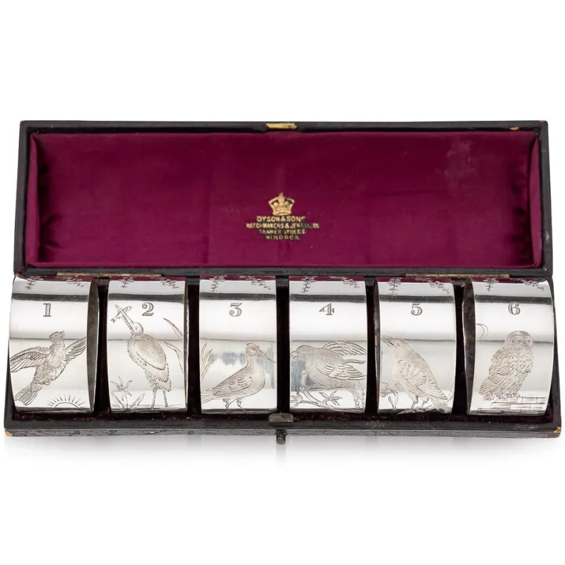 Clearance Pamono Silver Plated Napkin Holders, Sheffield, England, 1880, Set of 6