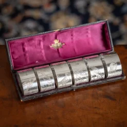 Clearance Pamono Silver Plated Napkin Holders, Sheffield, England, 1880, Set of 6