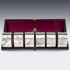 Clearance Pamono Silver Plated Napkin Holders, Sheffield, England, 1880, Set of 6