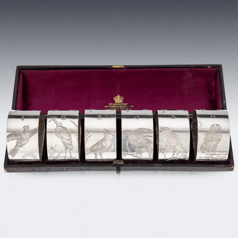 Clearance Pamono Silver Plated Napkin Holders, Sheffield, England, 1880, Set of 6