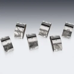 Clearance Pamono Silver Plated Napkin Holders, Sheffield, England, 1880, Set of 6