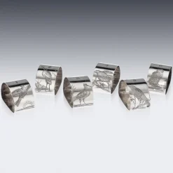 Clearance Pamono Silver Plated Napkin Holders, Sheffield, England, 1880, Set of 6