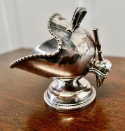 Pamono Silver Plated Novelty Sugar Scuttle with Original Scoop, 1920s, Set of 2><noscript><img width=