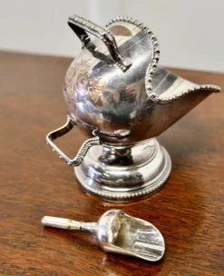 Pamono Silver Plated Novelty Sugar Scuttle with Original Scoop, 1920s, Set of 2><noscript><img width=
