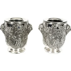 Pamono Silver Plated Wine Coolers from Hawksworth, Eyre & Co, 19th Century, Set of 2> Ice Buckets & Wine Coolers