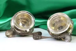 Outlet Pamono Silver Salt and Pepper Shakers with Glass Cores and Embossed Spoons, Set of 4